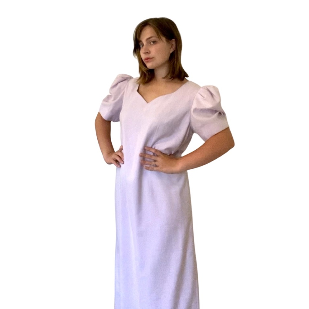 80s handmade lavender purple dress